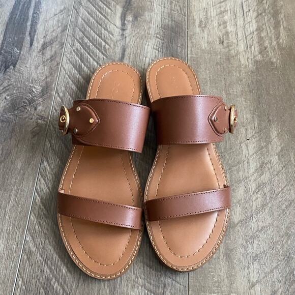 NWB Coach Harlow Sandal Brown Leather 7.5 - Picture 3 of 6